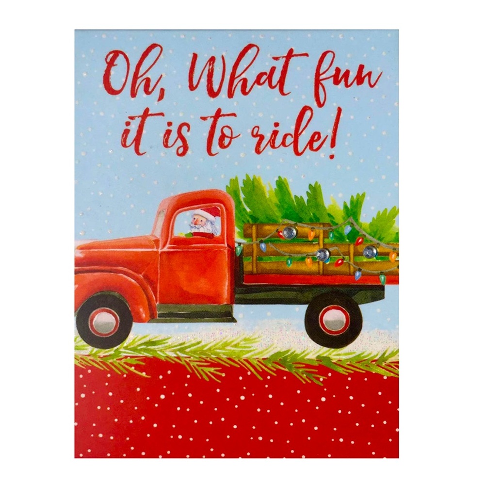 Punch Studio Embellished Mini Notepad ~ Santa's Christmas Tree Truck (90585)